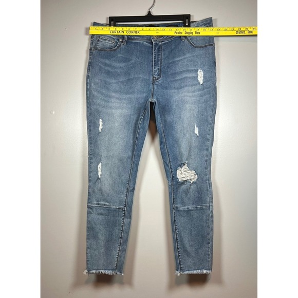 Lala Anthony Mid Rise Skinny Distressed Jeans, Size 16 - Picture 3 of 9